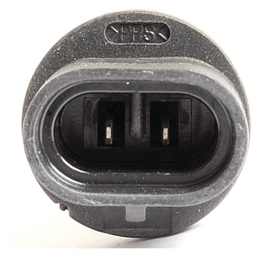 Close-up view of a two-pin electrical connector plug with a rounded rectangular shape and visible PIN holes, marked with "DEPS" on the top. This plug is perfect for use with Sparex Light Bulb (Halogen) 12V, 50W, PG13 applications compatible with Ford/New Holland vehicles.