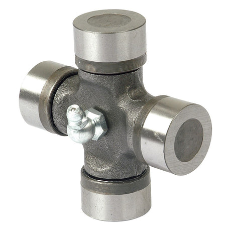 The Sparex Universal Joint - 27 x 70mm (Standard Duty) (Agripak 1 pc.), Sparex Part No. S.23505, features four cylindrical caps and a central body, and is typically used in automotive drive shafts for transmitting torque in standard duty applications.