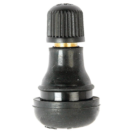 A close-up of a Sparex black rubber TR412 tubeless tire repair valve with a threaded cap, perfect for various applications.