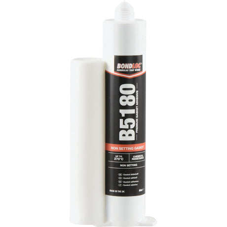 A tube of Sparex Non Setting Gasket B5180 - 80ml - S.24107, in white, labeled with specifications and details including temperature range and application instructions; ideal for sealing engine gaskets and water pumps.