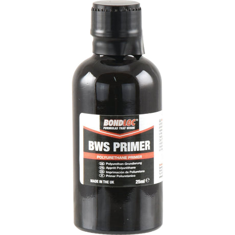 A 25ml bottle of Sparex PU Primer (S.24124), formerly known as BondLoc BWS Primer, features a black screw cap. Made in the UK, it has product information clearly printed on the front label.