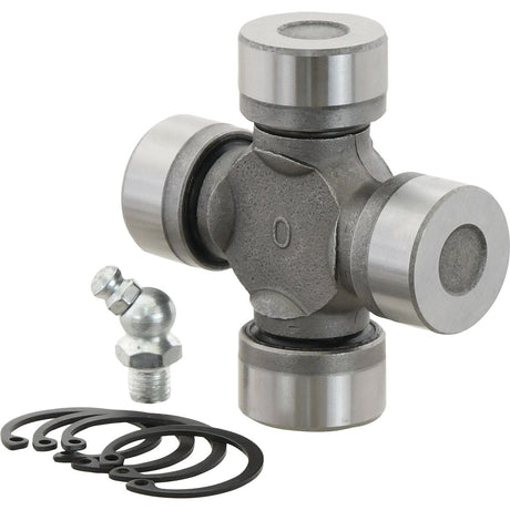 Close-up image of the Sparex Universal Joint - 27 x 70mm (Standard Duty) | Sparex Part No.S.2445 for a vehicle, showcasing additional components including a grease fitting and retaining clips.