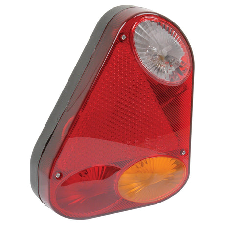 Close-up of the Sparex Rear Combination Light (Halogen) with red, amber, and clear sections. This 12V light features reflector elements and includes functions for brake, tail, indicator, reverse, and reflector. Sparex Part No.S.24631.