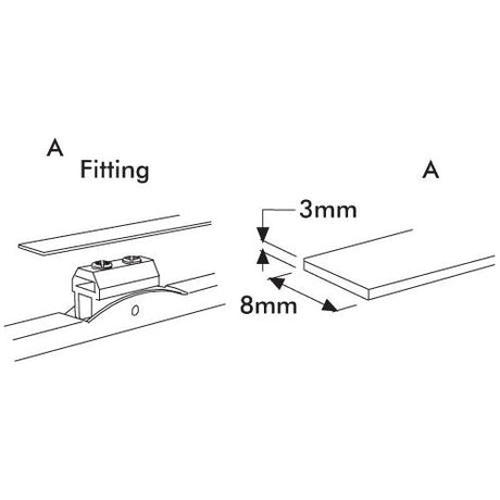 Diagram showing a Wiper Arm fitting (Sparex Part No. S.24712) with an 8mm panel space requirement, a 3mm clearance, and a design similar to a flat fitting.