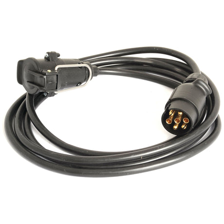 Extension Cable 3M, a black plastic coiled cable from Sparex (Part No. S.24807), featuring a 7-pin round plug on one end and a flat, black connector with a protective cover on the other end.