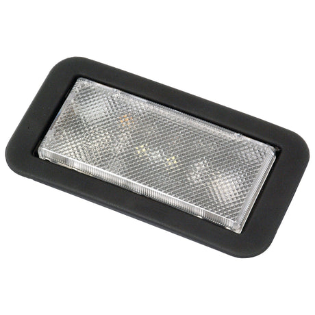 The Sparex LED Interior Light, 10-30V - S.24890 boasts a textured, transparent cover with an elegant black frame, offering a stylish and efficient lighting solution for your car's interior.