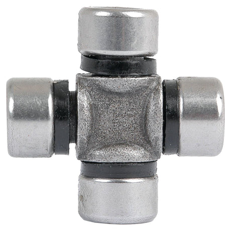 A Sparex Universal Joint - 16 x 40mm (Standard Duty) with four cylindrical ends intersecting at a central joint with black seals, Sparex Part No.S.2494.