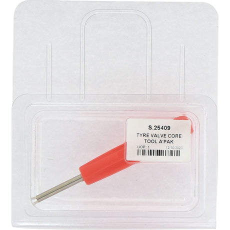 A red heavy-duty Tyre Valve Core Removal Tool from Sparex, packaged in a clear plastic case and labeled "S.25409 TYRE VALVE CORE TOOL A'PAK.