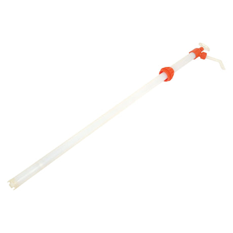 A white nylon hand pump with an orange nozzle and handle, suitable for dispensing AdBlue antifreeze, branded as the Sparex Nylon Self Priming Chemical Lift Pump - S.25458.