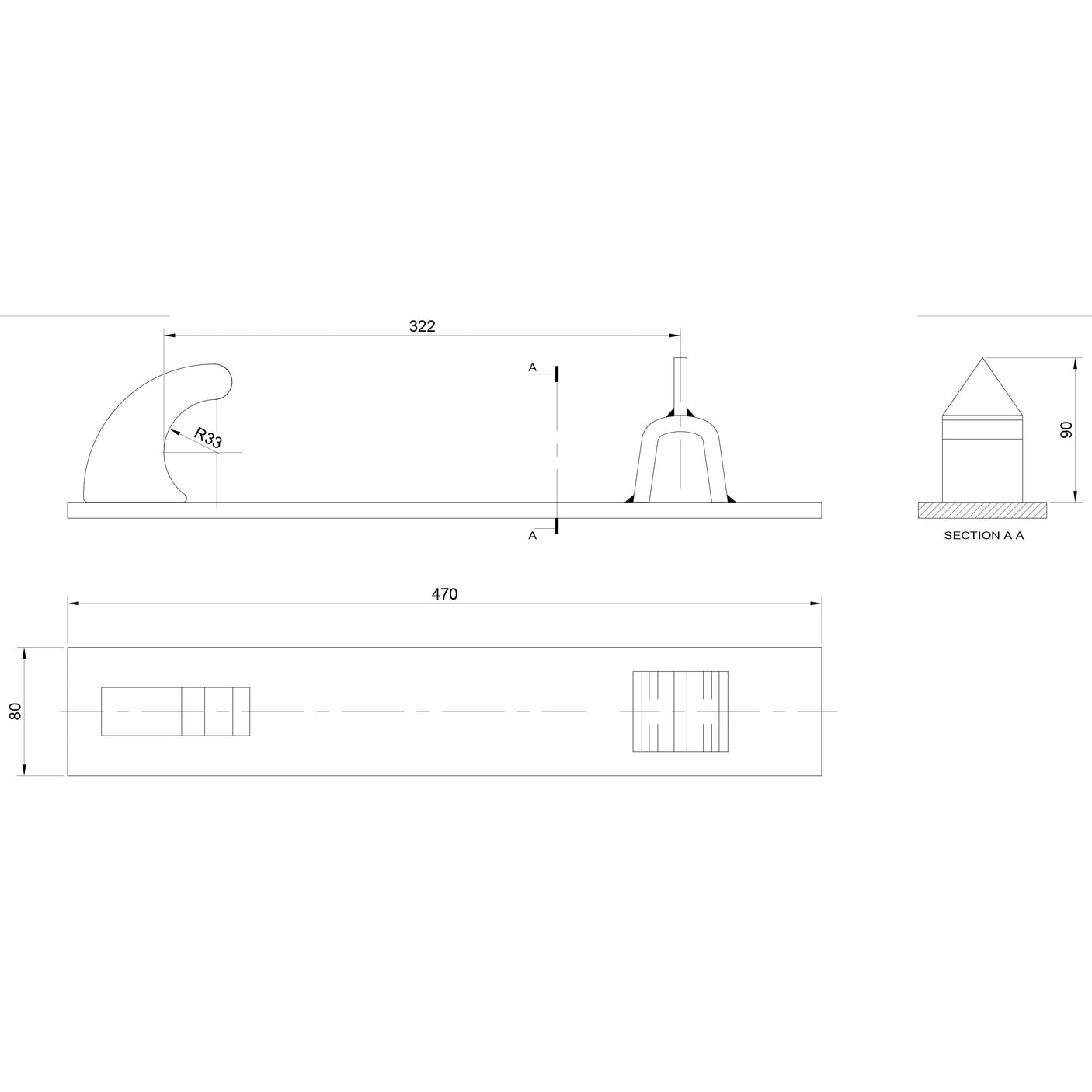 This technical drawing of a Loader Bracket (Pair), used as a replacement for Trima in various applications, shows dimensions such as height, width, and length with a side view, top view, and cross-section labeled 'Section A-A'. The product is branded under Sparex with the model number S.25623.