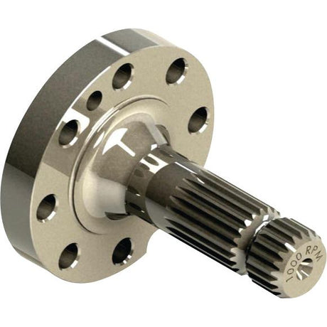 The PTO Shaft - S.260165 by Sparex is a metallic, precision-engineered mechanical part featuring a 1000 RPM flanged end and a 21-splined grooved shaft.