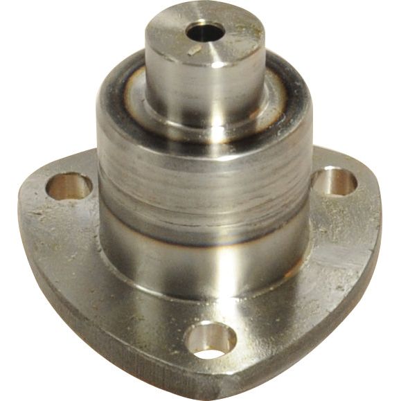 Product Description: The King Pin - S.260187 by Sparex is a meticulously machined metal component featuring a cylindrical protrusion and a triangular base with three evenly spaced holes, engineered to meet Metric standards. This part is ideally suited for mechanical or industrial applications.