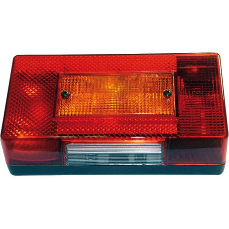 The Halogen Rear Light 12/24V, RH & LH - S.26160 by Sparex is a rectangular vehicle light featuring red and amber sections, along with a clear section at the bottom, all encased in a durable polycarbonate lens.