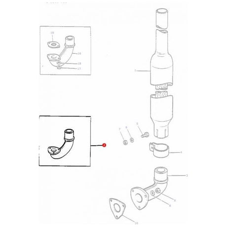 Massey Ferguson - Exhaust Elbow - 898011M1 - Farming Parts