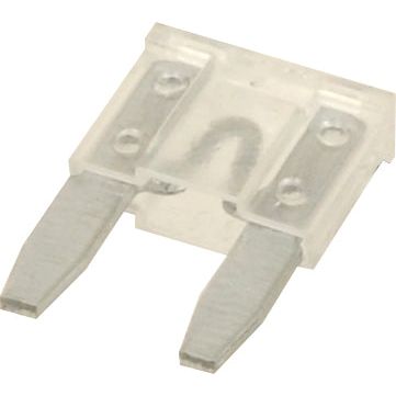 A Sparex Mini Blade Fuse rated at 25 Amps, featuring a white clear body and two metal prongs, identified as Sparex Part No.S.26206.