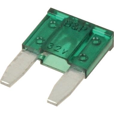 The Sparex Mini Blade Fuse 30 Amps - Green, Part No. S.26207, is a 32V fuse ideal for John Deere and various other automotive applications.