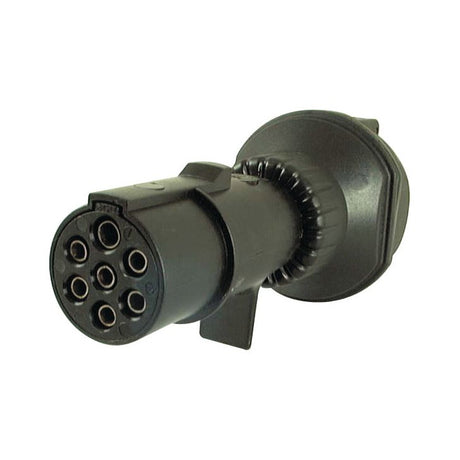 The Sparex Plug and Socket Reducer 24V/12V (Sparex Part No. S.26427), a black cylindrical electrical connector featuring a 7-pin female connection and a protective cover, is displayed against a plain white background.