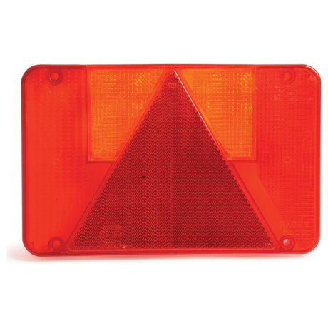 A red and orange triangular reflective warning sign with a rectangular border, ideal as the Sparex Part No.S.26645 replacement lens for models S.26643, S.26647, and S.26657 rear left lights.