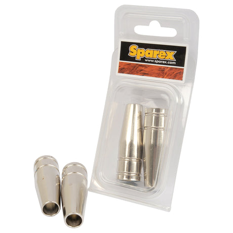 Two MIG-TAPER NOZZLES M15 (product code S.26691), one pair in Sparex-branded plastic packaging and another pair outside the packaging, are displayed against a plain background.