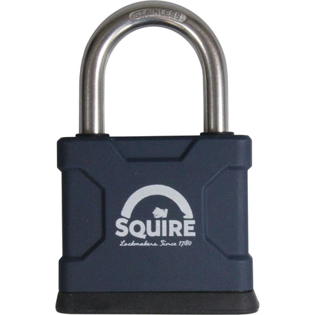 A Sparex All Terrain Padlock - Stainless Steel with a 44mm body width (security rating: 4), featuring the brand name and "Lockmakers Since 1780" on the front. This high-security padlock is designed to withstand harsh conditions, making it both weatherproof and rustproof.