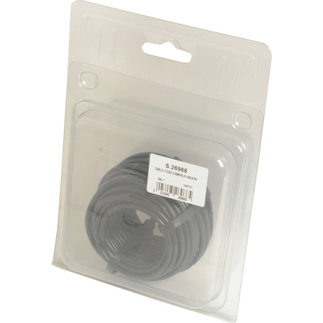 A coiled Sparex Electrical Cable - 1 Core, 2.5mm², Black (Length: 10M), packaged in a clear, sealed plastic with the product label affixed to the front. (Sparex Part No.S.26966)