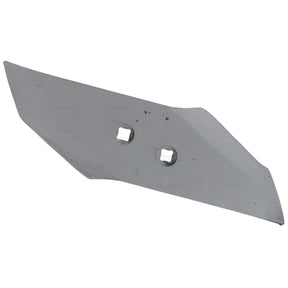 The Lemken - Share Point - 3365541 L/H - 77590 is a metal agricultural implement part featuring an angled edge and two mounting holes, designed to be compatible with Lemken Ploughs.