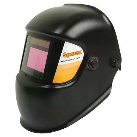 A black Electronic Welding Mask - S.27358 featuring an adjustable shade lens, UV/IR protection, and the brand name "Sparex" displayed on the front.