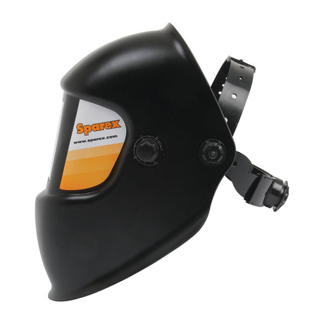 Electronic Welding Mask - S.27358 with a clear view filter, adjustable headband, and the orange Sparex logo on the front.