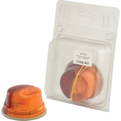 Two Sparex Rear Combination Lights with halogen bulbs: one wrapped in a clear polycarbonate package and the other unwrapped, placed in front of the package.