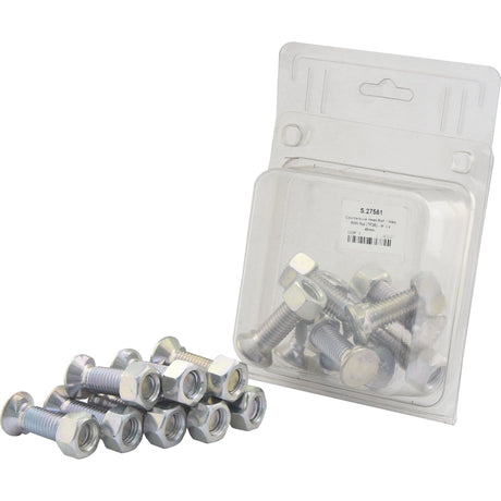 A package of Sparex Countersunk Head Bolt 2 Nibs With Nut (TF2E) - M14 x 45mm with tensile strength 8.8, is next to a small pile of loose silver hex bolts.