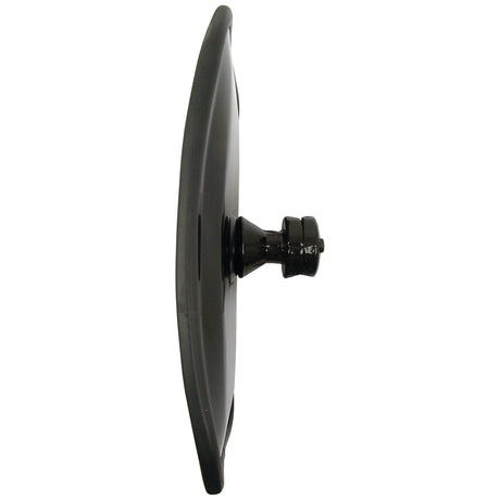 Side view of the Mirror Head - Rectangular, Convex - Wide Angle, 320 x 235mm, RH & LH - S.27621 by Sparex; featuring a black, rectangular shape mounted on a short arm with a screw attachment.