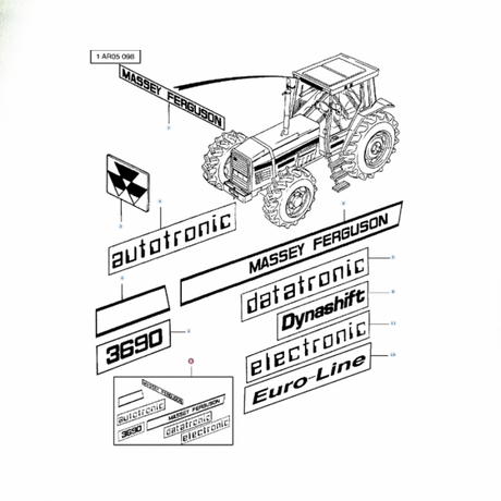 Massey Ferguson - Massey Ferguson 3690 Decal Kit - 3900532M91 - Farming Parts