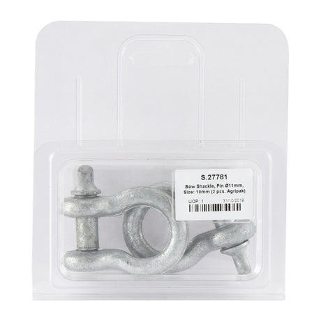 Bow Shackle, Pin⌀11mm, Size: 10mm (2 pcs. Agripak)
 - S.27781 - Farming Parts