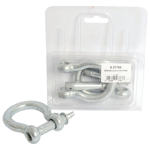 A packaged Bow Shackle set from Sparex, consisting of two drop forged metal shackles with Ø13mm pins (Sparex Part No. S.27783), is displayed against a plain white background.