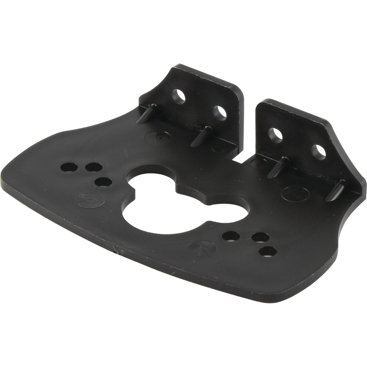 The "Bracket for 89 Series - S.28241" by Sparex is a black plastic mounting bracket featuring multiple holes and slots, making it ideal for securing or attaching components. Product specifications highlight its durable construction and versatile design.