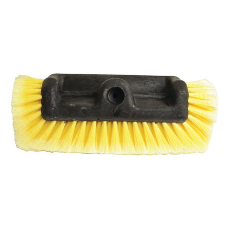 A yellow cleaning brush with a black plastic handle, designed for scrubbing surfaces, the Sparex Replacement Brush Head (Part No. S.28243) extends to reach difficult areas.