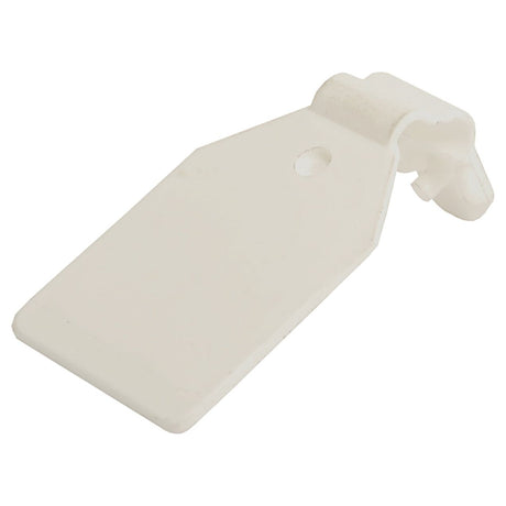 An off-white Epos type swing tag made from plastic, featuring a rectangular body with a circular hole near the end, attached to a loop connector, ideal for Sparex parts 25848 and 25849 (Sparex Part No. S.28283).