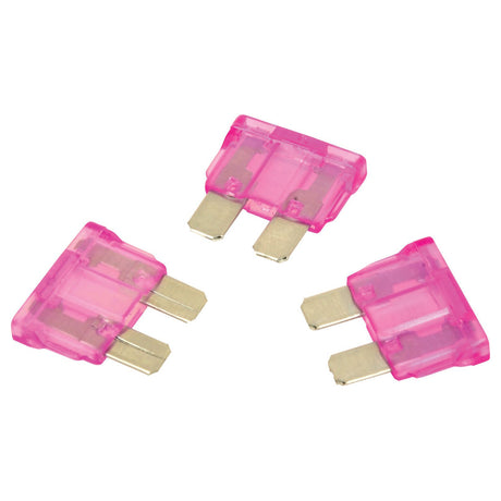 Three Sparex pink automotive blade fuses, each labeled "Blade Fuse - 3.0 Amps | Sparex Part No.S.28335," are arranged in a triangular formation against a white background.