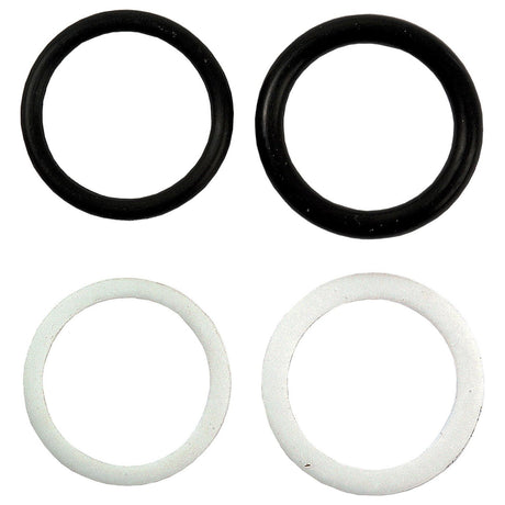 Image of four circular rubber gaskets, two black and two white, arranged in a 2x2 grid from the Sparex Seal Repair Kit for Quick Release Coupler 1/2'' (Part No.S.28747).