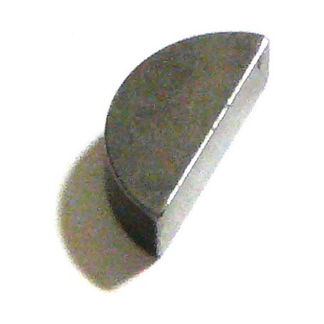 A metallic half-circle shaped object, resembling the Imperial Woodruff Key 1/4'' x 7/8'' (DIN or Standard No. DIN 6888) by Sparex (Sparex Part No.S.2915), against a white background.