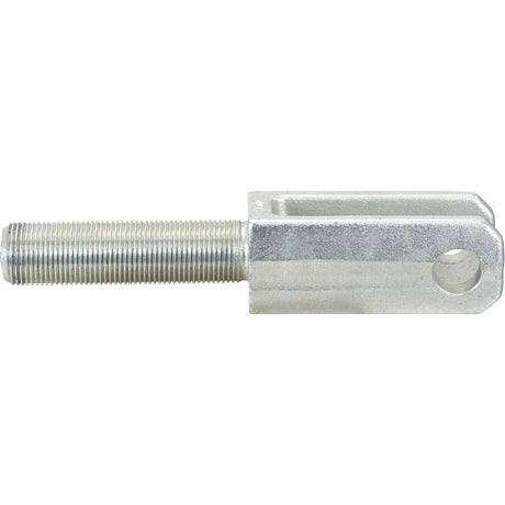 The Sparex Levelling Box Fork - M40x3 Metric (Part No. S.29165) is a metal clevis with a threaded rod, featuring a thread size of M40x3 and a single hole on the flat end, measuring Fork Hole Ø 28mm.