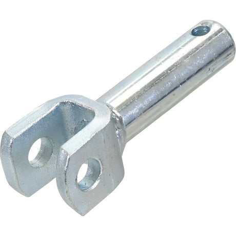 The Lower Link Pin 28x Cat., also known as Sparex Part No.S.29167 by the brand Sparex, is a metal clevis pin featuring a cylindrical rod and a U-shaped bracket at one end with two holes for securing or adjusting components. Its diameter and overall length ensure proper fit and functionality.