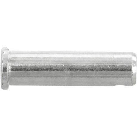 The Sparex Lower Link Pin 16x50mm (Sparex Part No. S.29168) is a cylindrical metal pin with a flat head on one end, boasting a smooth, shiny silver surface and measuring 16mm in diameter and 50mm in overall length.