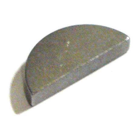 A semi-circular metal object, resembling an Imperial Woodruff Key 1/4'' x 1 1/2'' (DIN or Standard No. DIN 6888) by Sparex, rests on a white background.