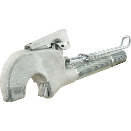 Introducing the Top Link Forged Hook - Cat. 3 by Sparex, with a thread size of M36 x 3.00 (RH) - S.29327, featuring a large cutting wheel, an adjustable screw for precise cutting, and a sturdy grip handle in a silver finish. Ideal for various piping tasks.