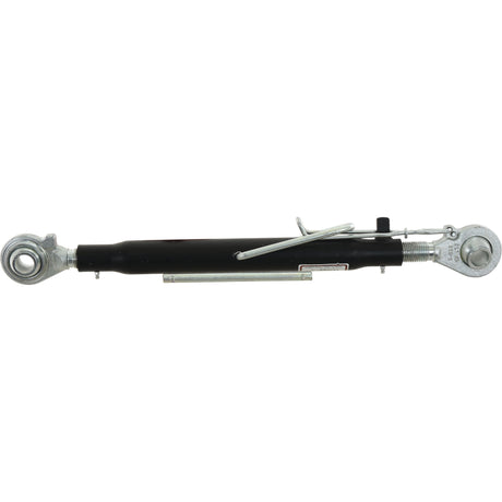 The Top Link (Cat.2/2) Ball and Ball, M30 x 3.00, Min. Length: 495mm - S.29450 by Sparex is a black hydraulic cylinder featuring metal fittings at both ends and an adjustable lever in the center. It is suitable for various applications. For more manufacturing information, please contact us.
