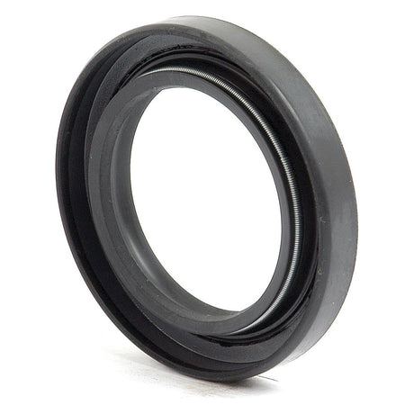 Image shows a black, circular Metric Rotary Shaft Seal (47 x 70 x 9.5mm) from Sparex, with a smooth outer edge and a coiled spring encased within, suitable for Massey Ferguson machinery (Sparex Part No. S.2973).