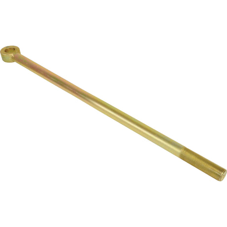 Long, cylindrical metal rod with a circular eye at one end and a threaded section at the other, similar to those found in John Deere machinery. This is the Pickup Hitch Lift Arm Rod | Sparex Part No. S.29741 from Sparex.