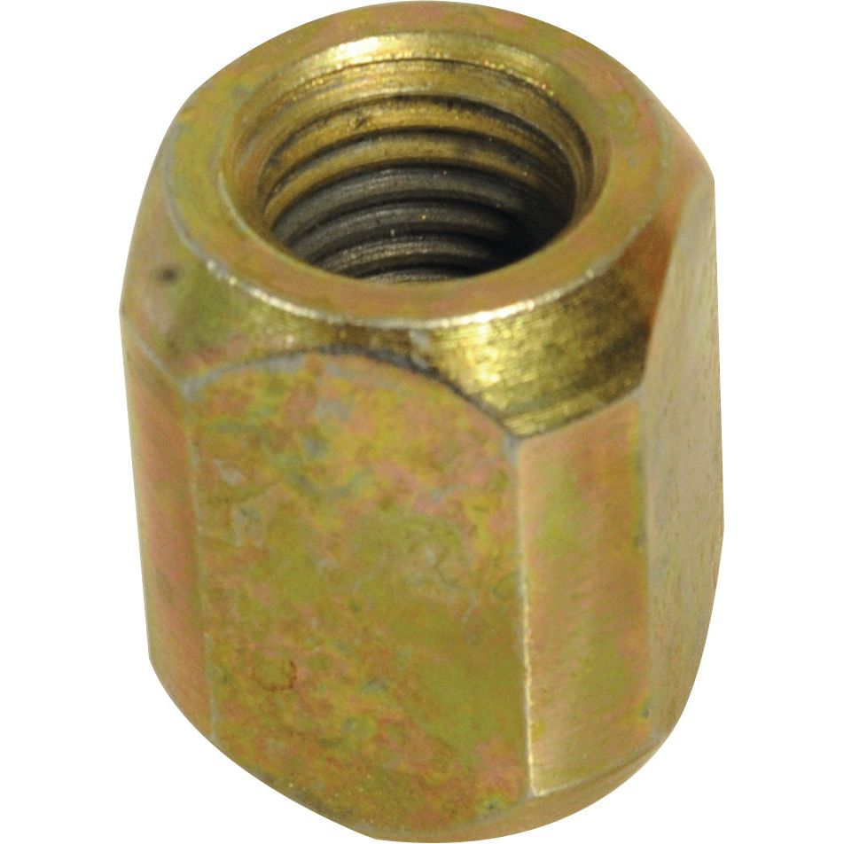 Close-up image of a Pickup Hitch Lift Rod Nut (Sparex Part No.S.29743) with internal threading by Sparex, used for fastening on a John Deere lift rod.