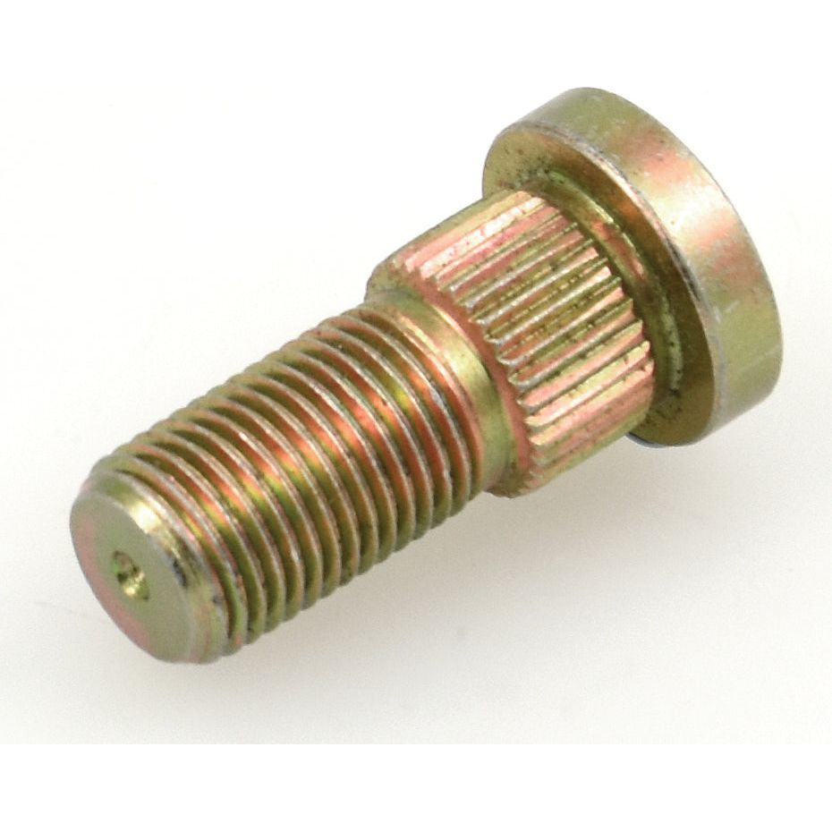 Close-up of the Sparex Wheel Stud (Part No. S.2984) for Massey Ferguson, featuring a 9/16'' x 1 7/16'' UNF threaded shaft and a flanged head, with a partially serrated grip section measuring 5/8'' in diameter.